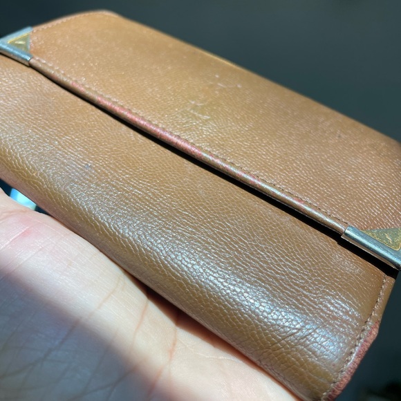 YSL Vintage Brown Leather Trifold Wallet with Internal Kisslock Coin Pocket - Picture 15 of 15